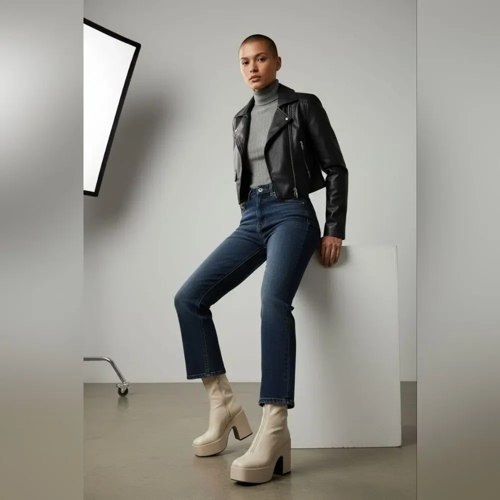 NEW- ZARA Women's Platform Heeded Ankle Boots